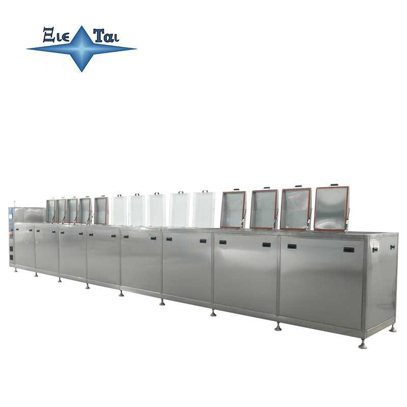 Fourteen tank ultrasonic cleaning machine