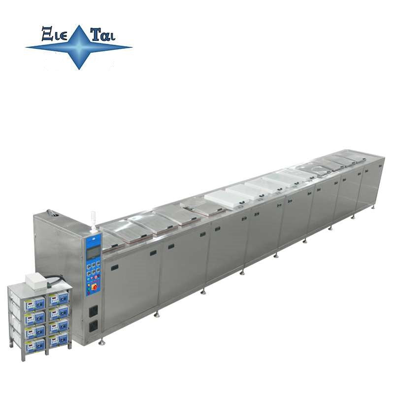 Fourteen tank ultrasonic cleaning machine