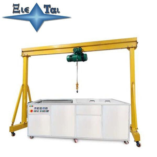 Traveling crane/electric hoist multi-tank ultrasonic cleaning machine