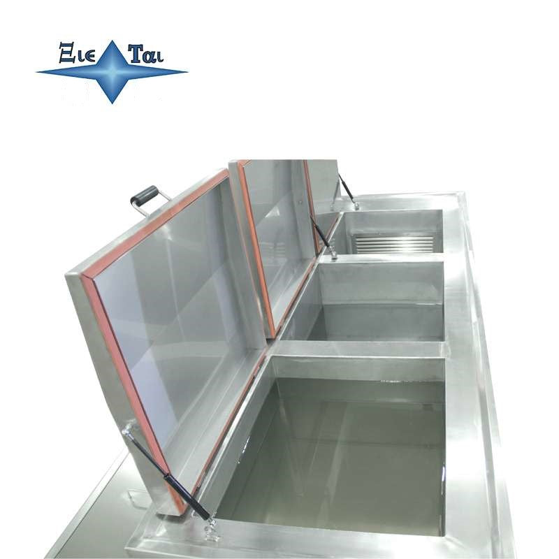 Three-slot ultrasonic cleaning machine with filter, rinse and dry