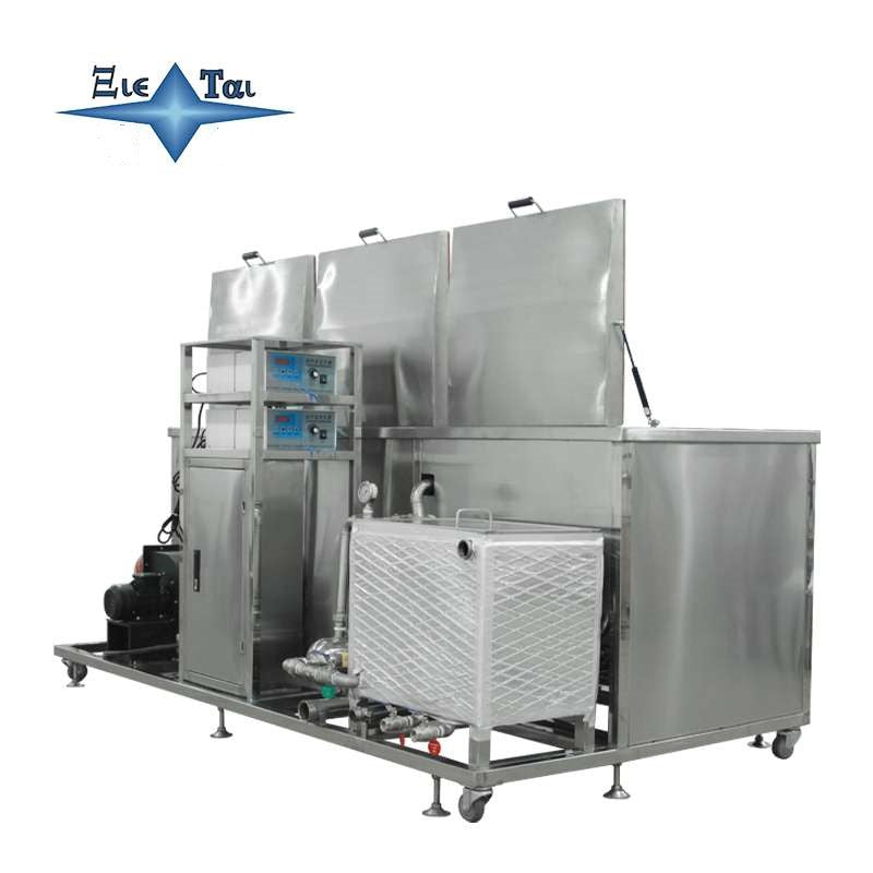 Three-slot ultrasonic cleaning machine with filter, rinse and dry